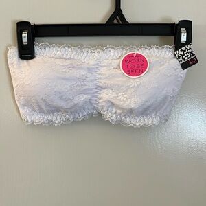 Lace Strapless Bandeau Bralette - White